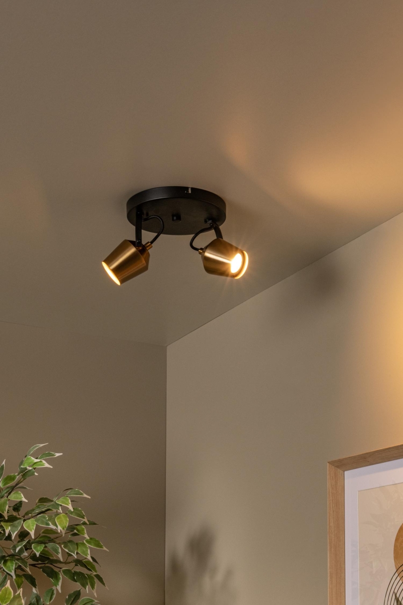 Lucide EMILE - Ceiling spotlight - Ø 20 cm - 2xGU10 - Matt Gold / Brass